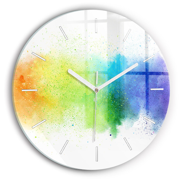 Wanduhr rund Abstrakter Regenbogen
