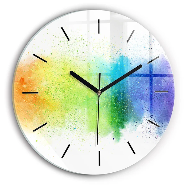 Wanduhr rund Abstrakter Regenbogen