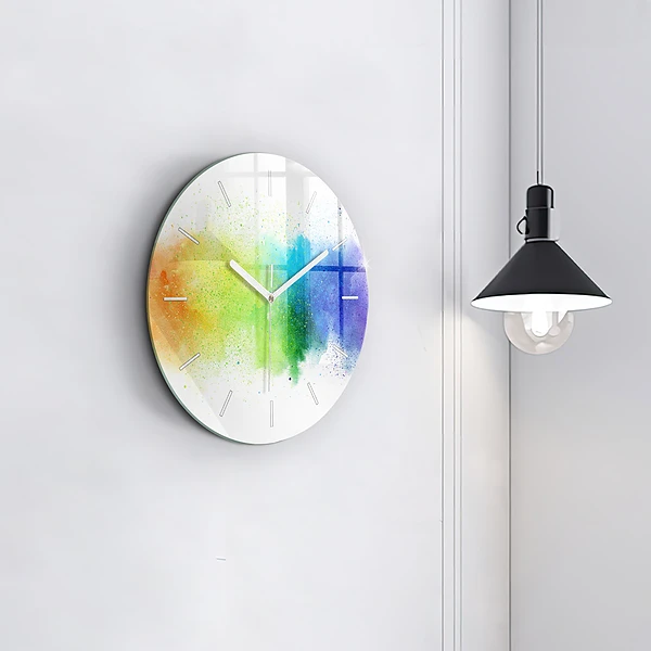Wanduhr rund Abstrakter Regenbogen