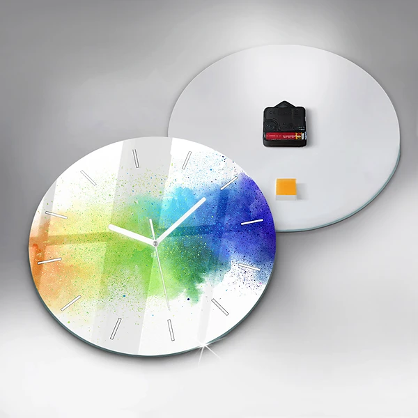 Wanduhr rund Abstrakter Regenbogen