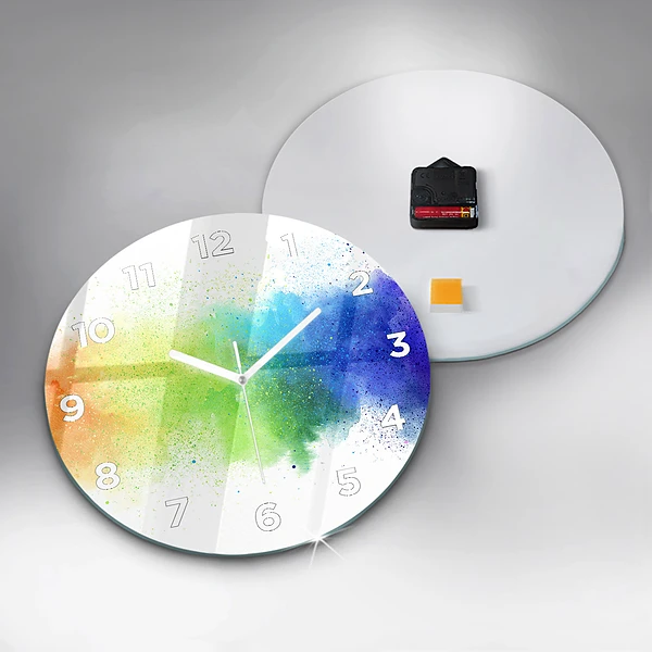Wanduhr rund Abstrakter Regenbogen