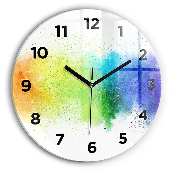 Wanduhr rund Abstrakter Regenbogen
