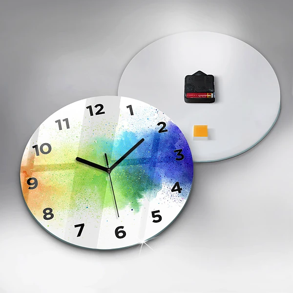 Wanduhr rund Abstrakter Regenbogen