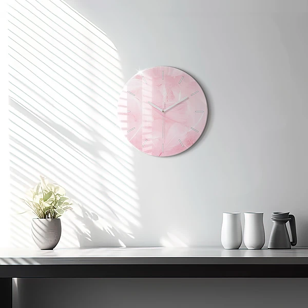 Wanduhr glas rund Federn abstrakt