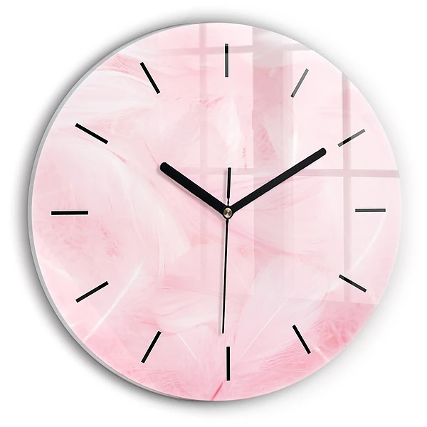 Wanduhr glas rund Federn abstrakt