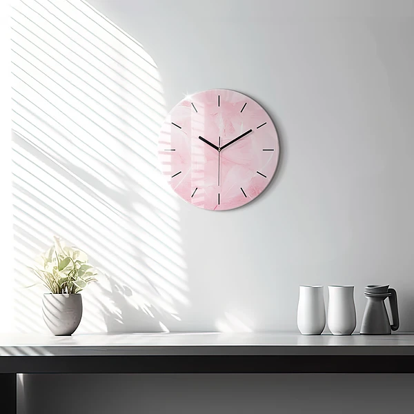 Wanduhr glas rund Federn abstrakt