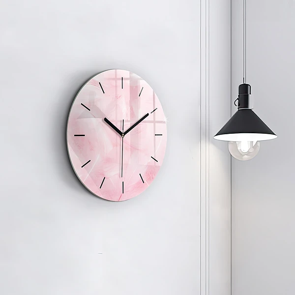 Wanduhr glas rund Federn abstrakt