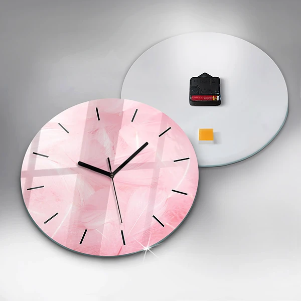 Wanduhr glas rund Federn abstrakt