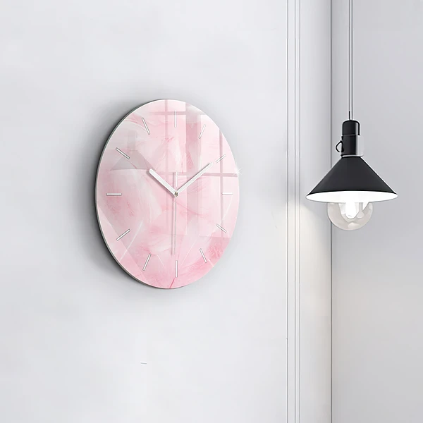 Wanduhr glas rund Federn abstrakt