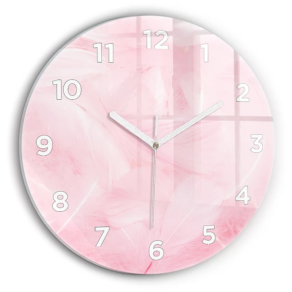 Wanduhr glas rund Federn abstrakt
