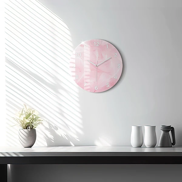 Wanduhr glas rund Federn abstrakt