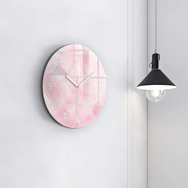 Wanduhr glas rund Federn abstrakt