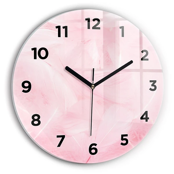 Wanduhr glas rund Federn abstrakt
