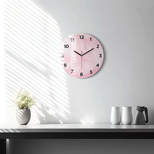 Wanduhr glas rund Federn abstrakt