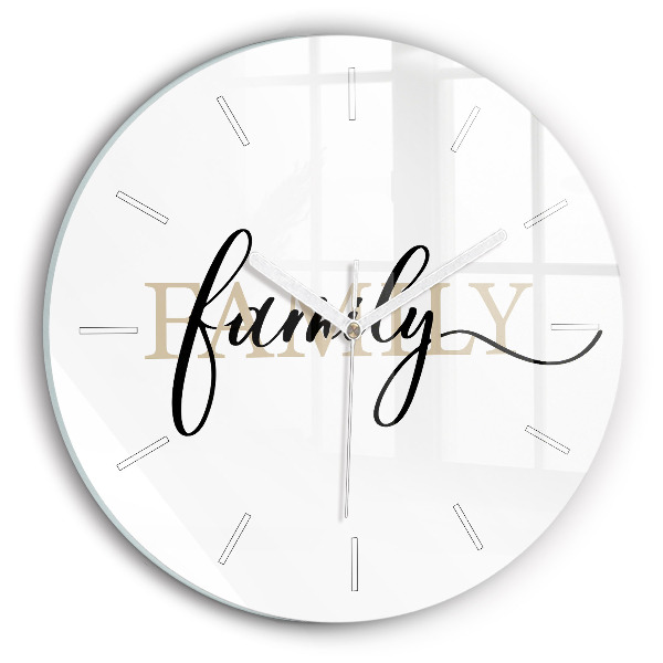 Wanduhr glas rund Familieninschrift
