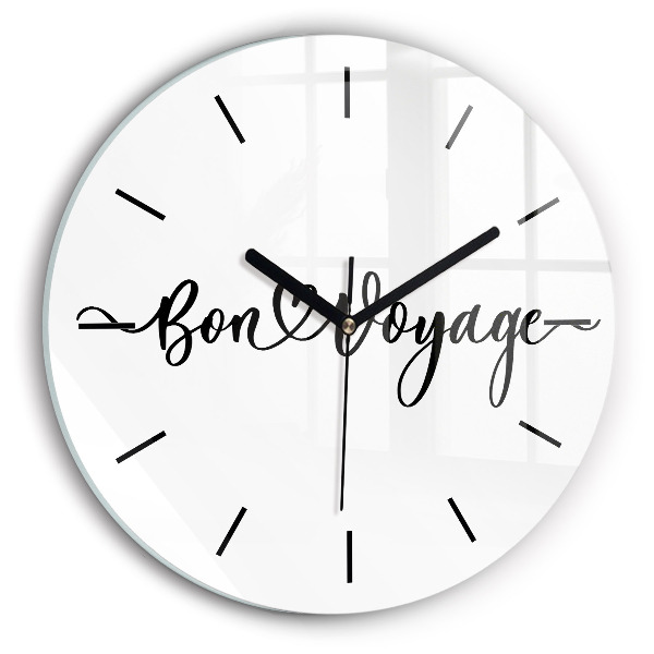 Wanduhr glas rund Inschrift Bon voyage