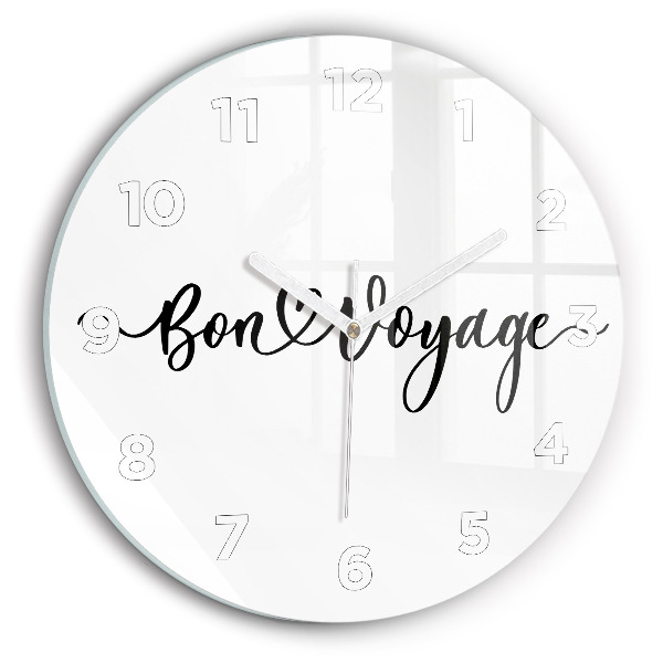 Wanduhr glas rund Inschrift Bon voyage