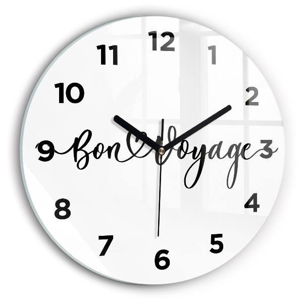 Wanduhr glas rund Inschrift Bon voyage