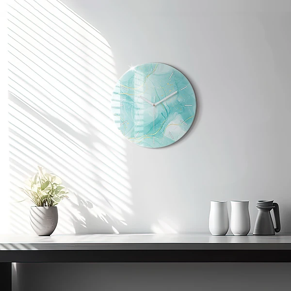 Wanduhr rund Abstrakter Marmor