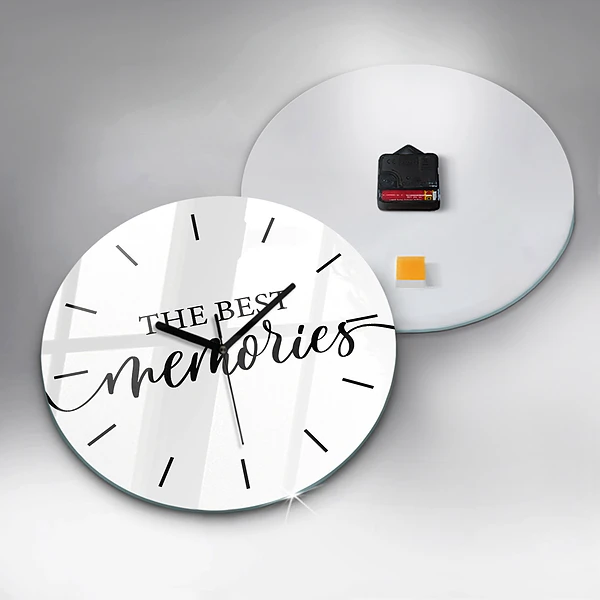 Wanduhr glas rund Erinnerungen Inschrift