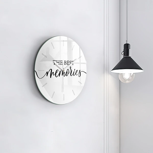Wanduhr glas rund Erinnerungen Inschrift