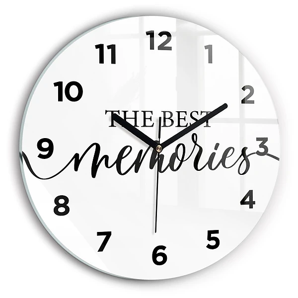 Wanduhr glas rund Erinnerungen Inschrift