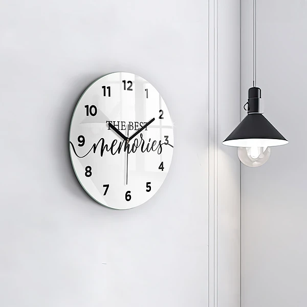 Wanduhr glas rund Erinnerungen Inschrift