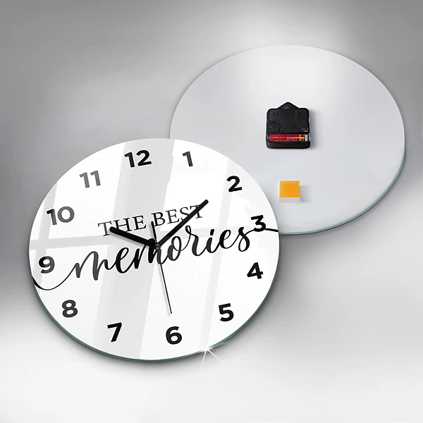 Wanduhr glas rund Erinnerungen Inschrift