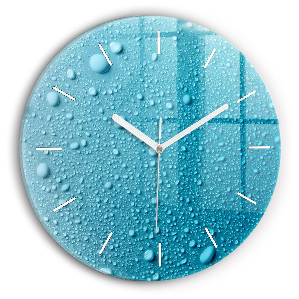 Wanduhr glas rund Wassertropfen