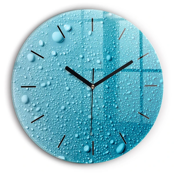 Wanduhr glas rund Wassertropfen