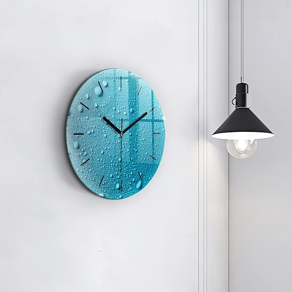 Wanduhr glas rund Wassertropfen