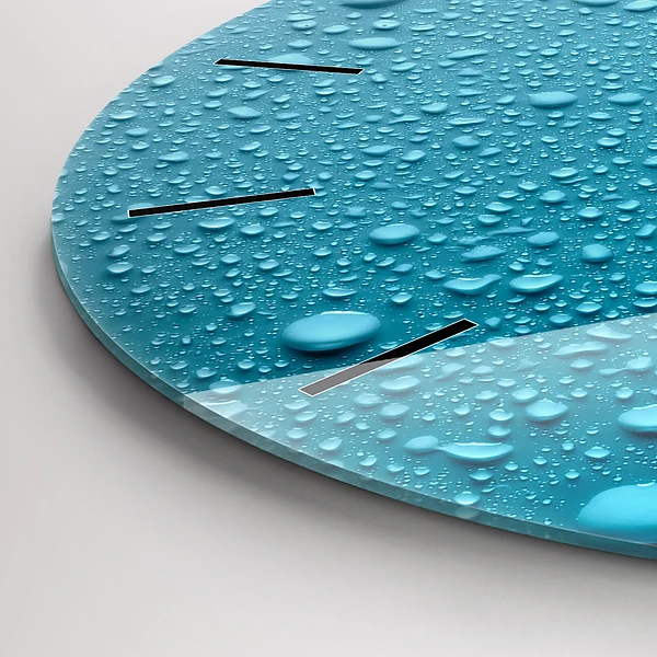 Wanduhr glas rund Wassertropfen