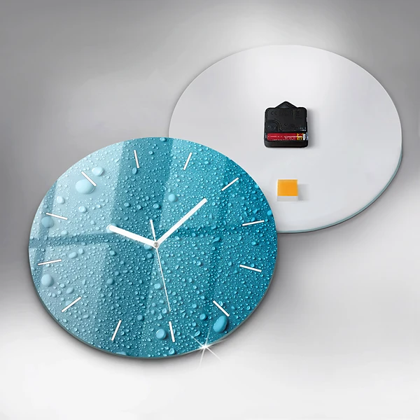 Wanduhr glas rund Wassertropfen