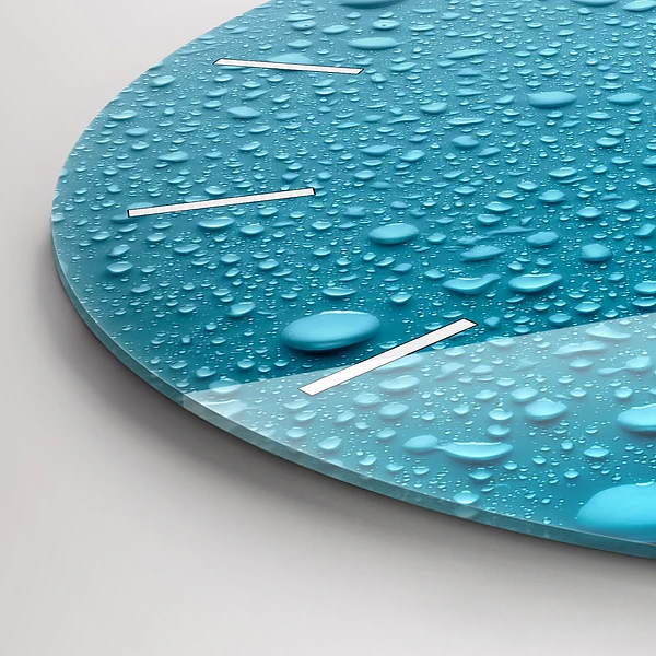 Wanduhr glas rund Wassertropfen