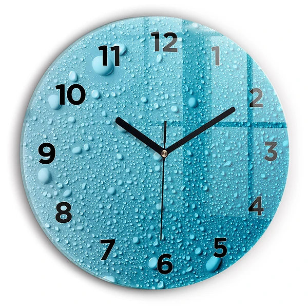 Wanduhr glas rund Wassertropfen