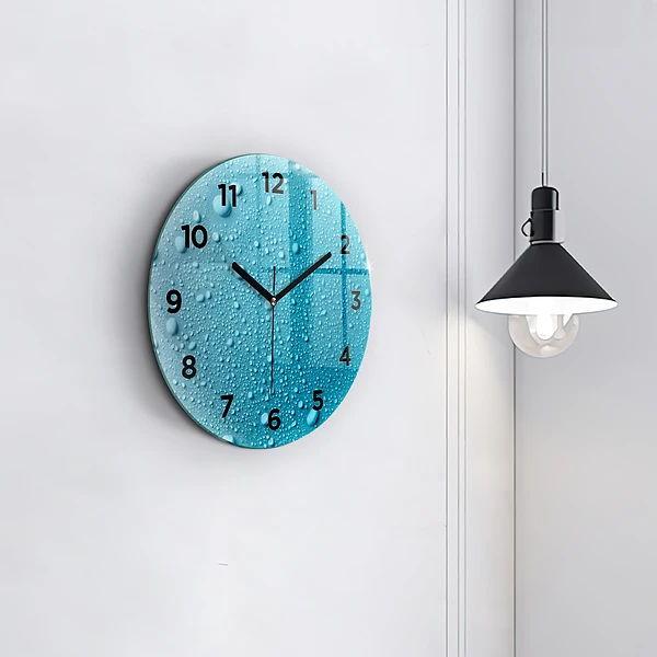 Wanduhr glas rund Wassertropfen