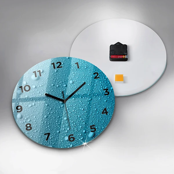 Wanduhr glas rund Wassertropfen