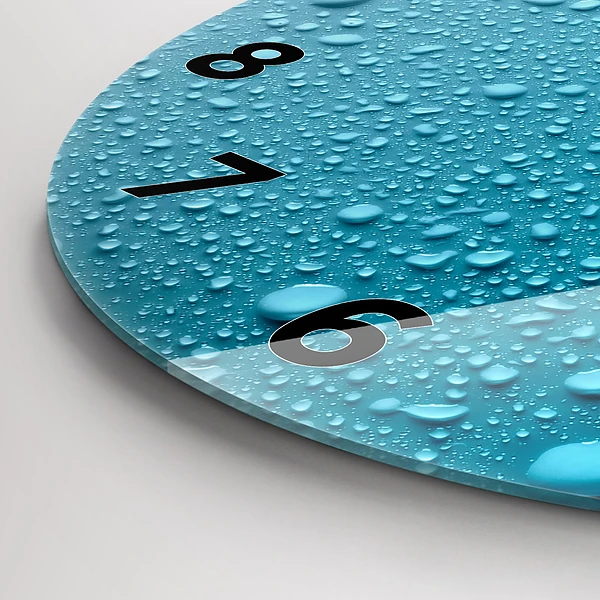 Wanduhr glas rund Wassertropfen