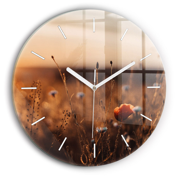 Wanduhr rund mit motiv Feld Sonnenaufgang