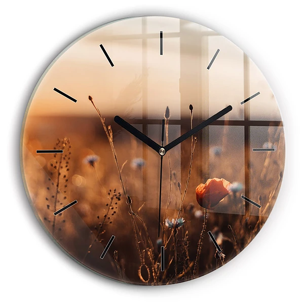 Wanduhr rund mit motiv Feld Sonnenaufgang