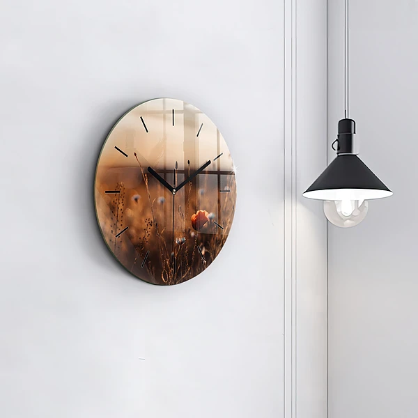 Wanduhr rund mit motiv Feld Sonnenaufgang