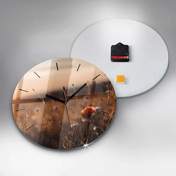 Wanduhr rund mit motiv Feld Sonnenaufgang