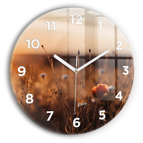 Wanduhr rund mit motiv Feld Sonnenaufgang