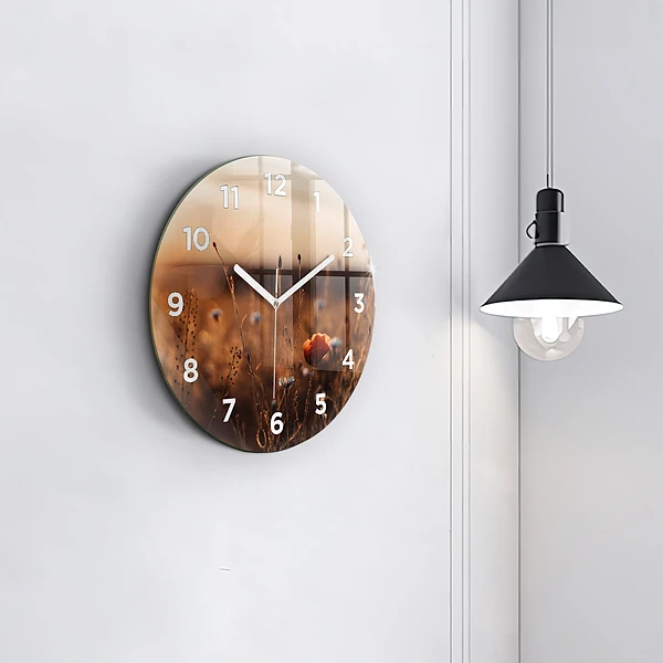 Wanduhr rund mit motiv Feld Sonnenaufgang