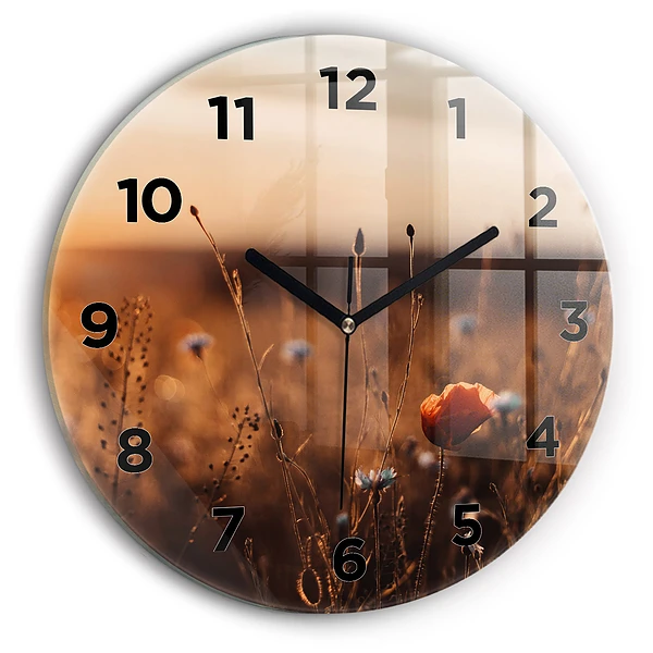 Wanduhr rund mit motiv Feld Sonnenaufgang