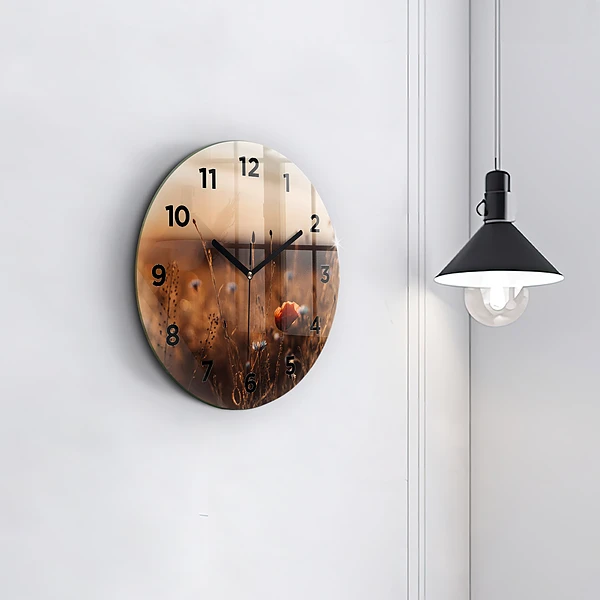 Wanduhr rund mit motiv Feld Sonnenaufgang