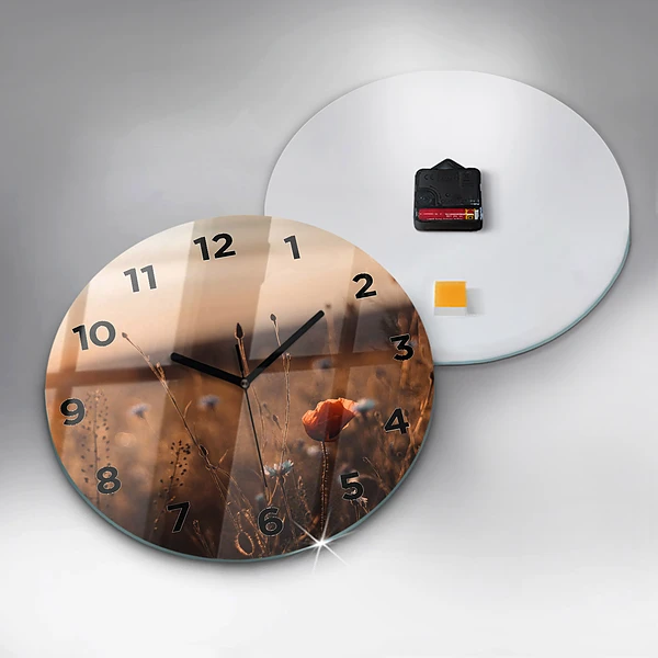 Wanduhr rund mit motiv Feld Sonnenaufgang