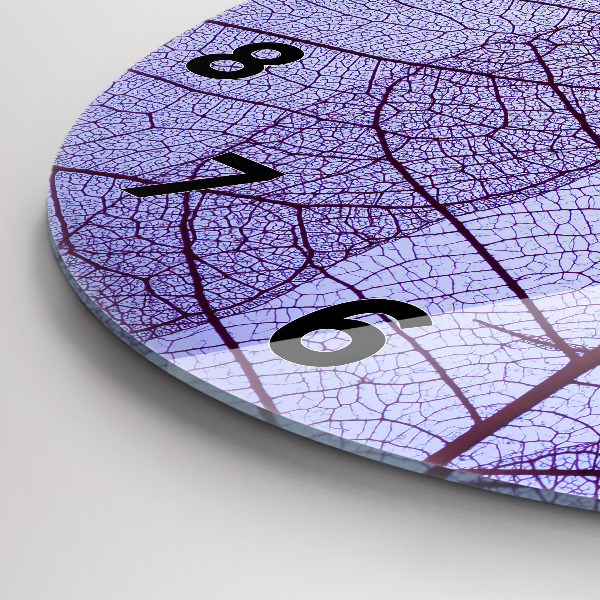 Wanduhr glas rund Natur Blätter