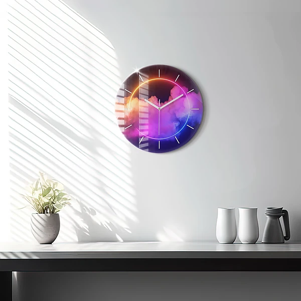 Wanduhr rund mit motiv 3D Rauch abstrakt