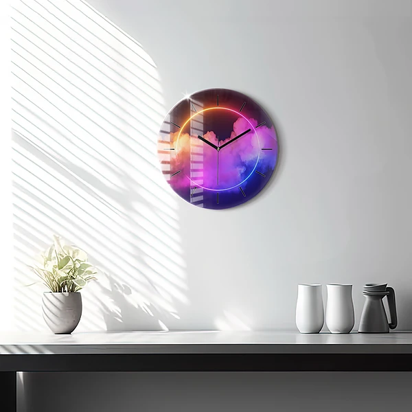 Wanduhr rund mit motiv 3D Rauch abstrakt